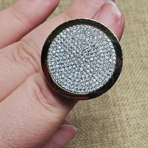 Michael Kors Gold Circle Pave Ring Size 7